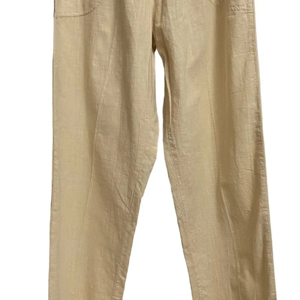 Produce Company Pull On Textured Pants Women's M Cotton Pockets Buttercream Boho